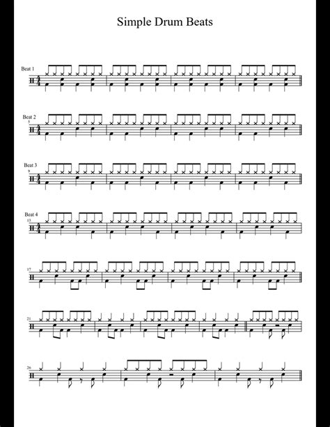 drum beats sheet music